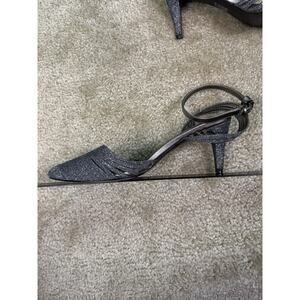 M By Marinelli Silver Gray Strappy Rhinestone Sandal Heels Size 7.5 M